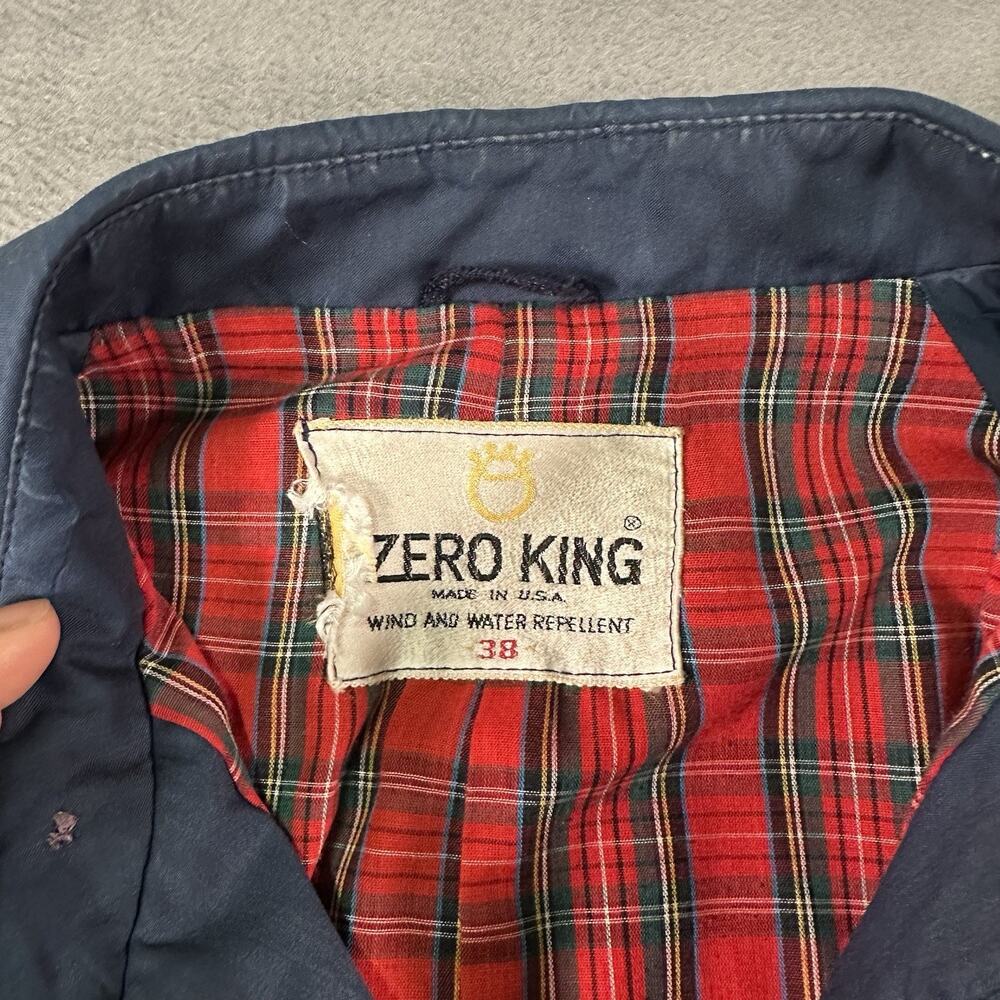 Zero King Jacket Blue Mens 38 Vintage USA Plaid Lined Windbreaker Coat Zip - Picture 7 of 10